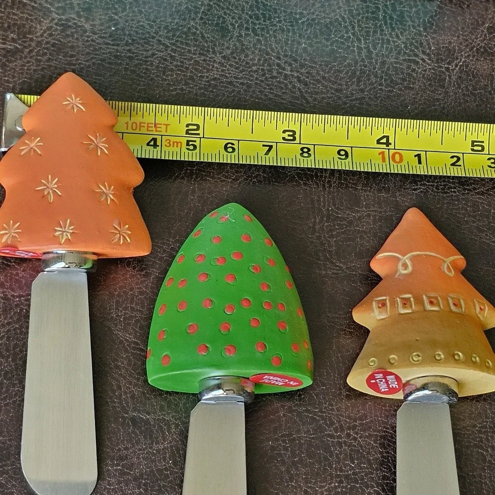 Cheese Spreaders Knives Set of 3 Christmas‎ Trees Holiday Decor Multicolor NIP
